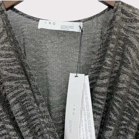 IRO Volsun Metallic Silver Surplice Zebra Midi Dress‎ Size 32 US 0 - Picture 6 of 11